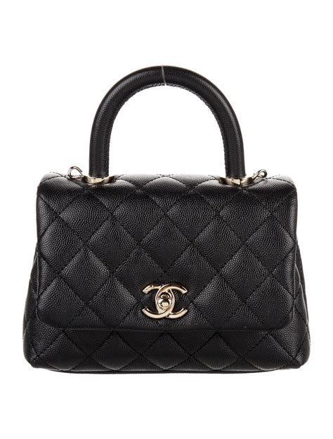 chanel mini coco handle black|Chanel coco top handle small.